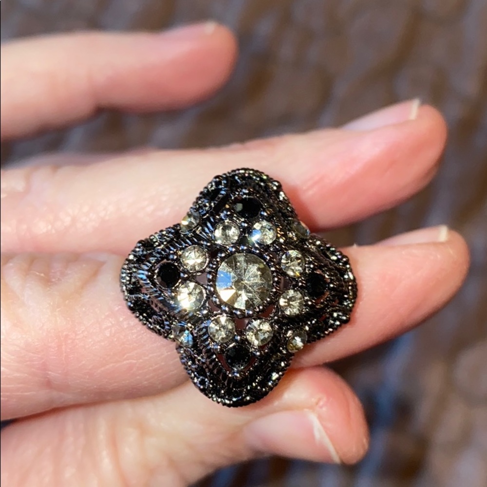 Premier Design black filigree Diamond ring